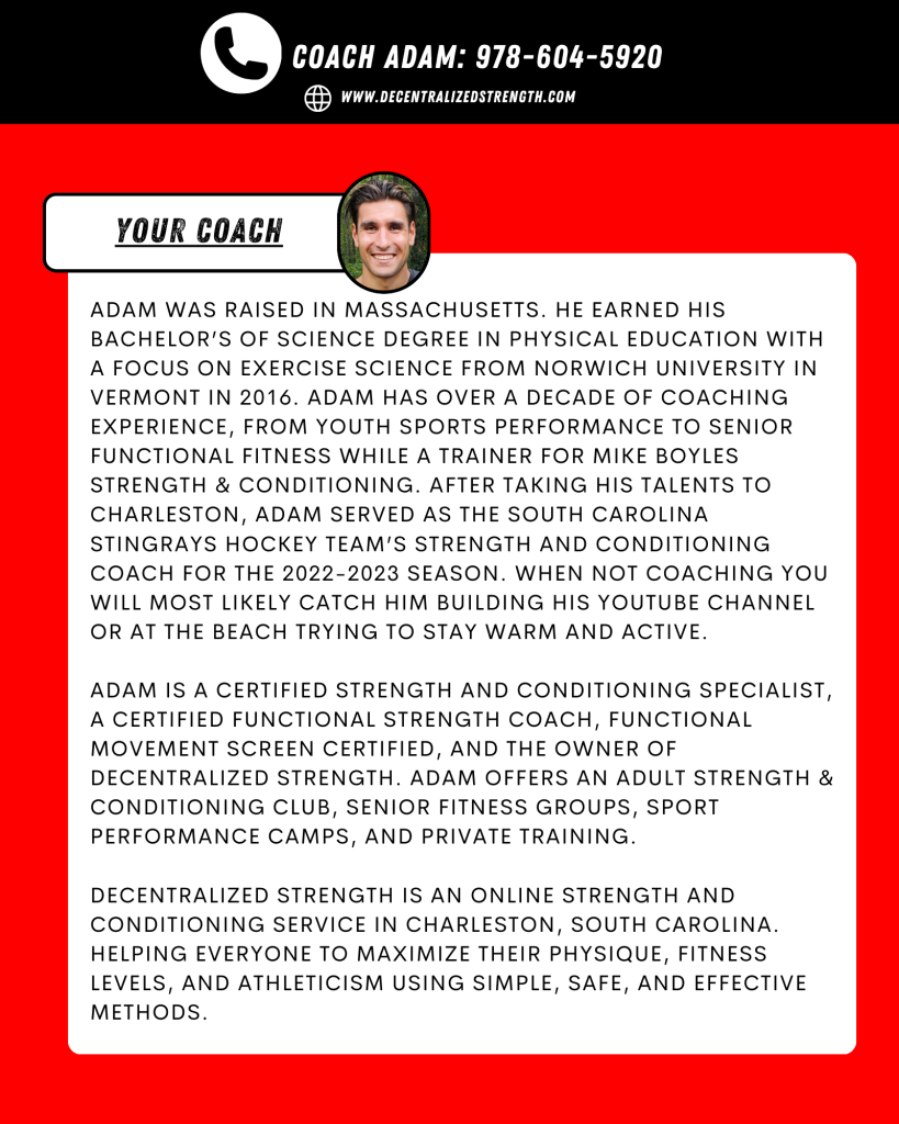 Adam Oliver Strength & Condition Specialist Charleston, SC.